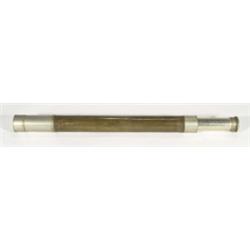 Brass and steel cased telescope inscribed 'Mrs Janet Taylor, 104 Minories, London', 54cm in length