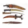 Image 1 : Gurkha style dagger in leather scabbard and four other ethnic daggers