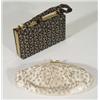 Two clutch bags, one with mirrored interior