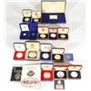 Image 1 : Selection of commemorative coins and plaques including a silver Tower of London plaque, silver comme