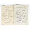 Image 1 : Sheet of 1948 English cricketers' autographs and a facsimile sheet with Australian team 1948 autogra