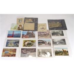 Selection of foreign black and white and coloured postcards and a selection of greeting cards