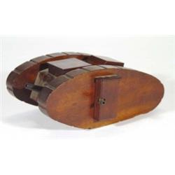 World War I military carved wooden tank cigar box, 27cm in length