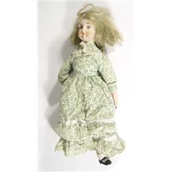 Continental bisque headed and limbed doll with painted face, 45cm high
