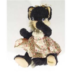 Straw filled Merrythought black cat with kitten, label to base, 38cm high