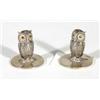 Image 1 : Pair of silver owl design place menu card holders with glass eyes, Chester, 1905, 4cm high