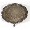 Small silver salver on three feet, London, 1942, 16cm diameter