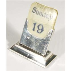 Rectangular silver based desk calendar, Sheffield, 1919