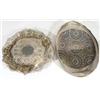 Image 1 : Good quality silver plated salver, chased with flowers and a plated gallery tray