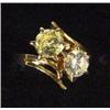 Image 1 : 18ct gold ring set with a white diamond approximately 1+ct and a yellow diamond of approximately 1+c
