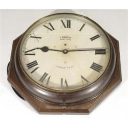 Temco mains wall clock on an oak mount, 40cm diameter