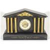Image 1 : Victorian black slate mantelclock supported by six gilded columns with enamel dial, 30cm high