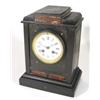 Image 1 : Victorian black slate and marble chiming mantelclock with enamel dial, 30cm in length