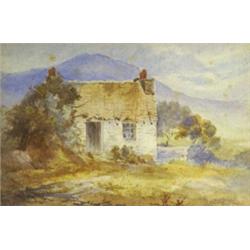 Watercolour 'Cottage, North Barrele, Isle of Man', initialled M.S.W., 17cm x 25cm