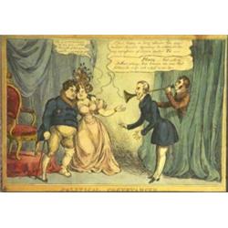 Coloured sartorial print 'Political Conveyancer' published by J. McLean, 26 Haymarket, 21cm x 31cm