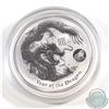 Image 1 : 2012 Australia $1 Year of the Dragon with Lion Privy 1oz Fine Silver Coin (TAX Exempt).