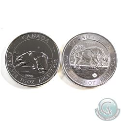 2013 Canada $8 Polar Bear 1.5oz Fine Silver Coin & 2016 Canada $8 Bison 1.25oz Fine Silver Coin (TAX