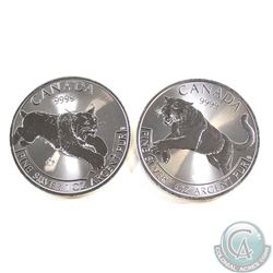 2016 & 2017 Canada $5 Predator Series 1oz. .999 Fine Silver Coins - 2016 Cougar & 2017 Lynx (Tax Exe