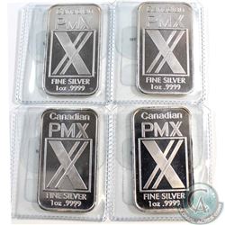 Canadian PMX 1oz Fine Silver Bars (Tax Exempt). Bars may be toned. 4pcs.
