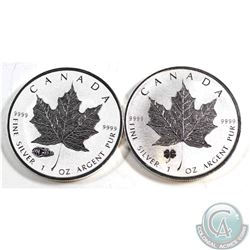 Pair of 2016 Canada $5 Privy Silver Maple Leafs (Tax Exempt). You will receive the Four-Leaf Clover,