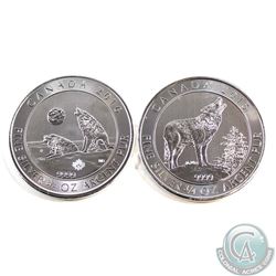 Pair of Canada $2 3/4oz. .999 Fine Silver Coins - 2015 Grey Wolf & 2016 Howling Wolves (Tax Exempt).
