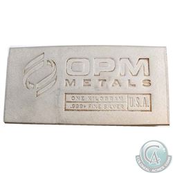 OPM Metals USA 1 Kilo Fine Silver Bar (TAX Exempt).