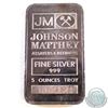 Image 1 : Vintage Johnson Matthey USA 5oz Fine Silver Bar with JM Logo (Tax Exempt). Serial # 062121