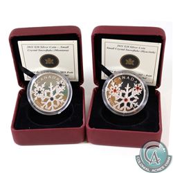 RCM Issue: 2x 2011 Canada $20 Small Crystal Snowflake Fine Silver Coins. You will receive Montana & 