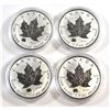 Image 1 : RCM Issue: 4x 2017 Canada 150th Privy Mark 1oz Fine Silver Maple Leaf Coins (lightly toned). 4pcs (T