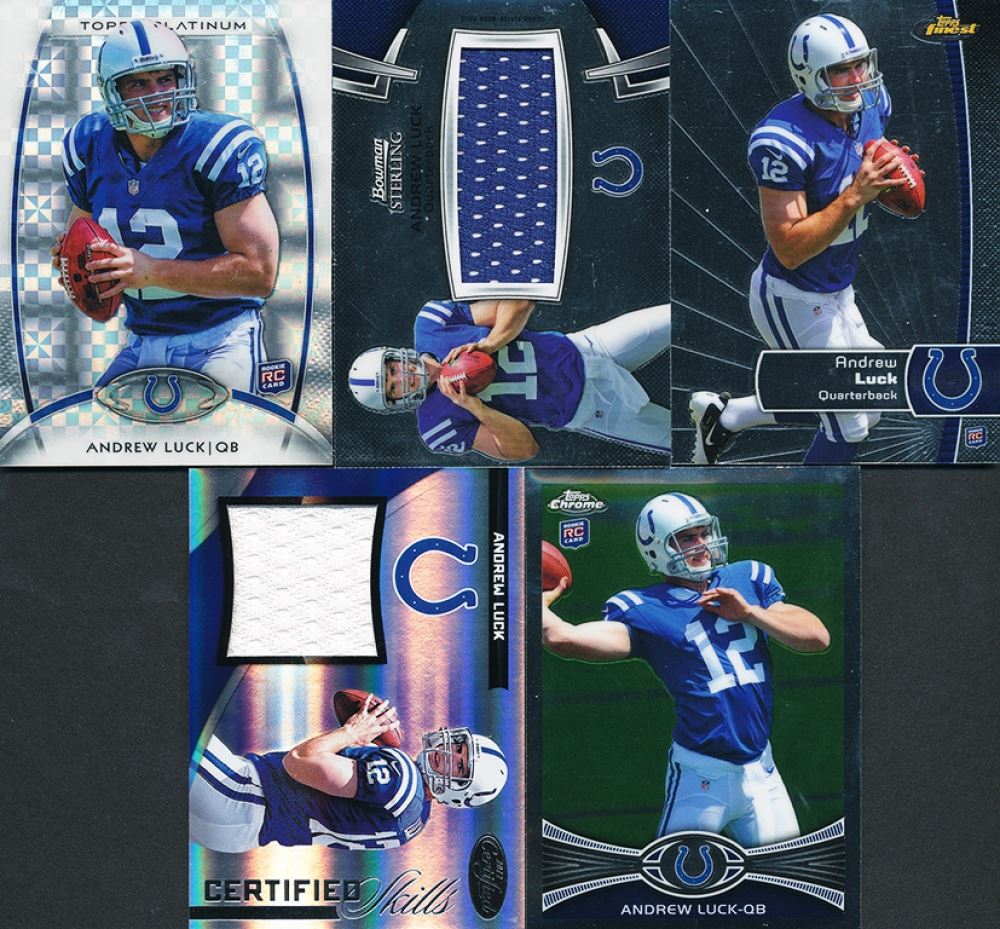Lot of (5) Andrew Luck 2012 Rookie Football Cards with (2) Game Used ...