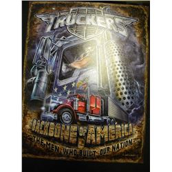 Truckers backbone tin sign