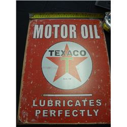 Texaco motor oil tin sign