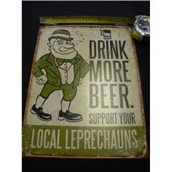 Drink More Beer tin sign