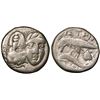 Image 1 : MOESIA: Istros, AR Drachm (4.87g), 400-350 BC. Two male heads side by side, one inverted, reverse ea