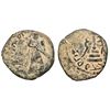 Image 1 : ARAB BYZANTINE: 'Abd Al-Malik (685-705), AE Fals (2.48g), Sarmin, AH 74-78. Caliph standing facing f
