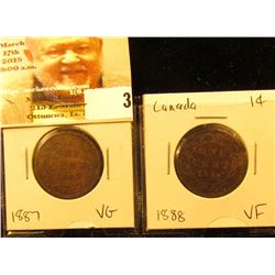 Lot of Canada Large Cents: 1887 VG & 1888 VF.