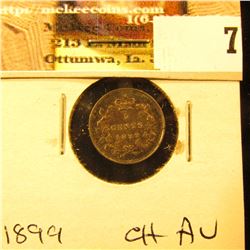 1899 Canada Five Cent Silver, Choice AU with attractive toning.