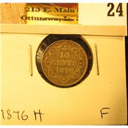 1876H Newfoundland Silver Dime, Fine