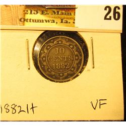 1882H Newfoundland Silver Dime, VF.