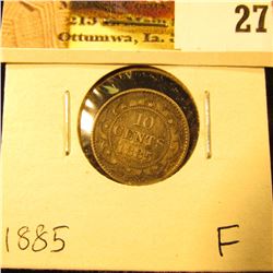 1885 Newfoundland Silver Dime, Fine