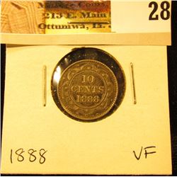1888 Newfoundland Silver Dime, VF.