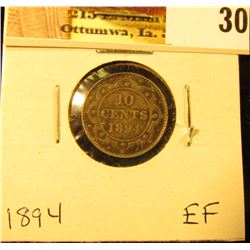 1894 Newfoundland Silver Dime, EF.