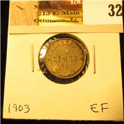 1903 Newfoundland Silver Dime, EF.