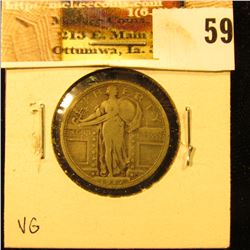 1917 S Type One U.S. Standing Liberty Quarter, Very Good.