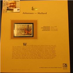 2000 Millenium Arkansas $7.00 State Migratory Waterfowl Stamp, mounted in a plastic page with litera