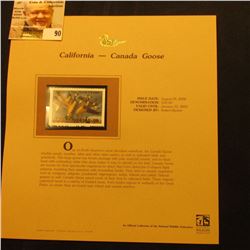 2000 Millenium California $10.50 State Migratory Waterfowl Stamp, mounted in a plastic page with lit