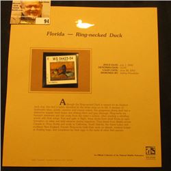 2000 Millenium Florida $3.00 State Migratory Waterfowl Stamp, mounted in a plastic page with literat