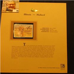 2000 Millenium Illinois $10.00 State Migratory Waterfowl Stamp, mounted in a plastic page with liter