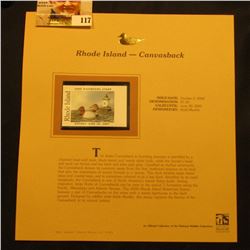 2000 Millenium Rhode Island $7.50 State Migratory Waterfowl Stamp, mounted in a plastic page with li