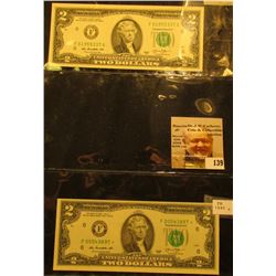 Pair of $2.00 Series 2013 Federal Reserve Notes, Friedberg #1940F & 1940F*, one is a Rare Star repla